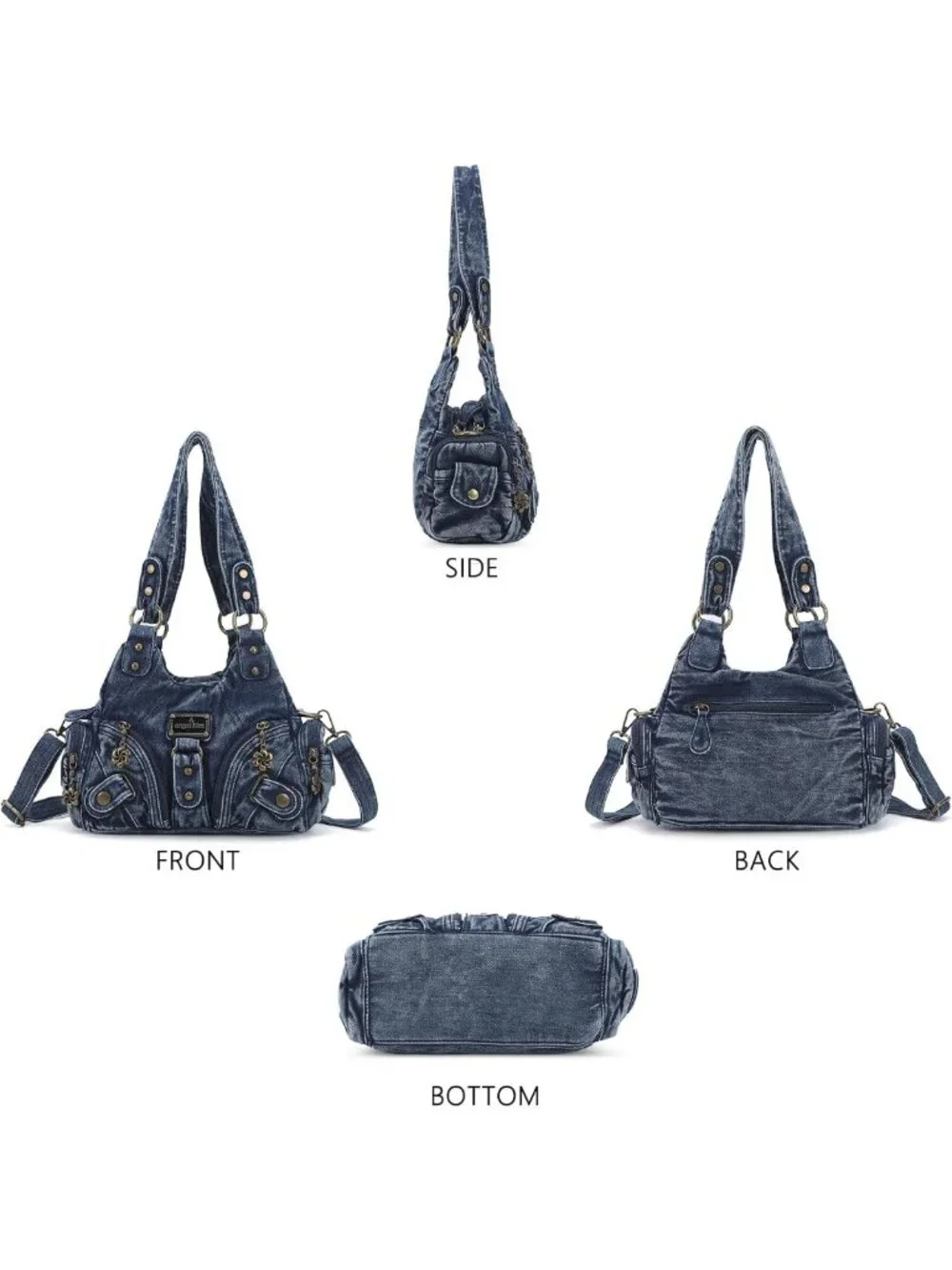 Stylish Small Hobo Shoulder Bag - Vegan Leather Multi-Pocket Tote with Zipper